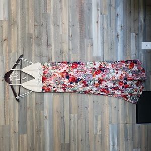 Yuriceli Co. maxi halter top dress size small/medium, beige and red roses
